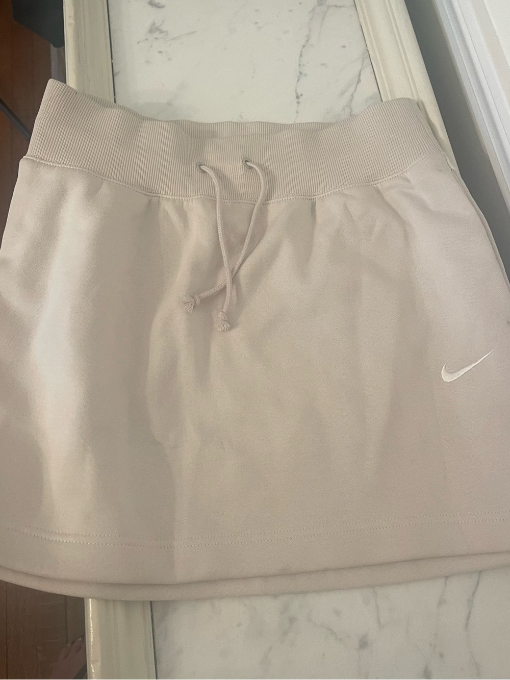 Nike Light Beige Drawstring Mini Skirt